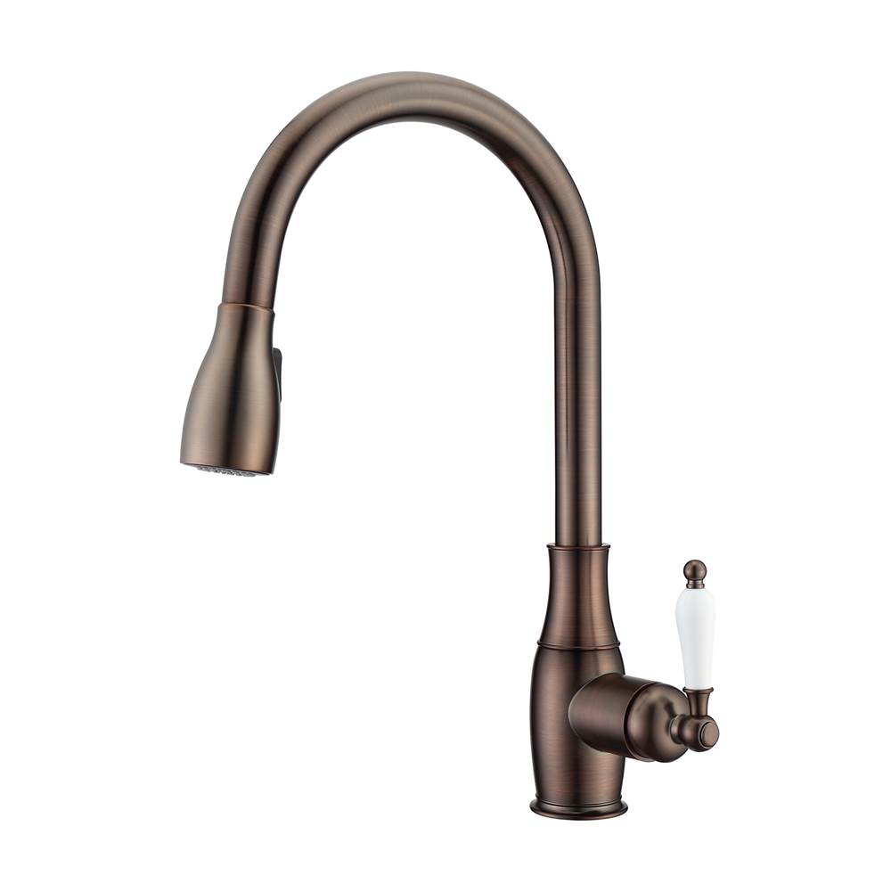 Barclay Cullen Kitchen Faucet,Pull-OutSpray, Porcelain Handles, ORB