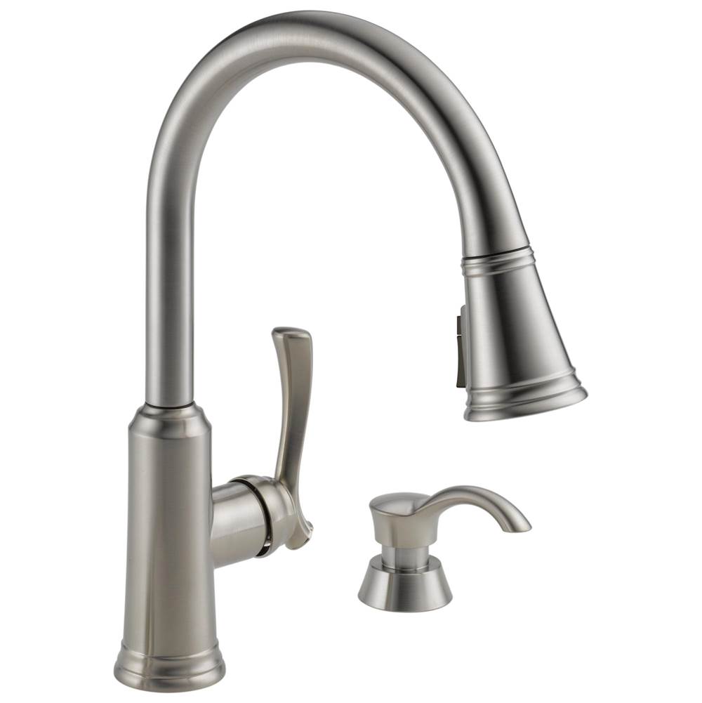 Delta Faucet Lakeview® Single Handle Pull-Down Kitchen Faucet with Soap Dispenser and ShieldSpray® Technology