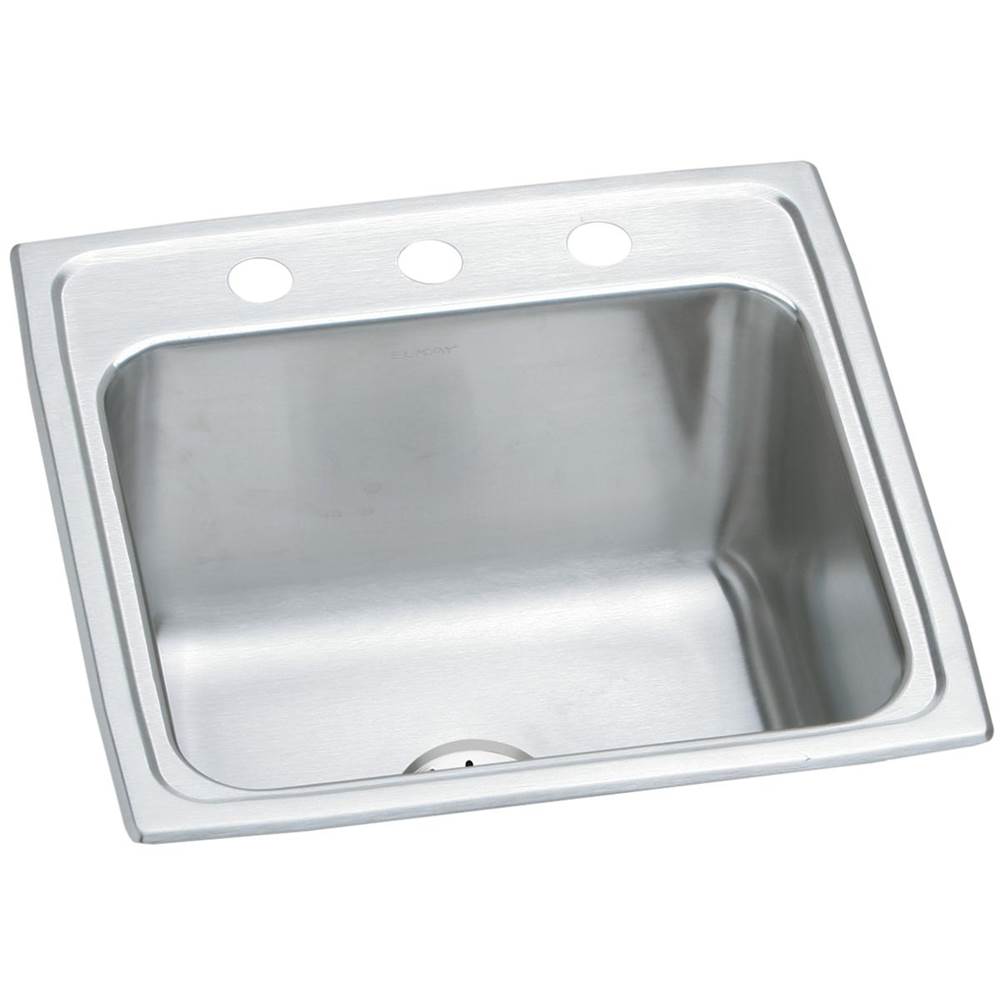 Elkay Lustertone Classic Stainless Steel 19-1/2'' x 19'' x 10-1/8'', 3-Hole Single Bowl Drop-in Laundry Sink w/Perfect Drain