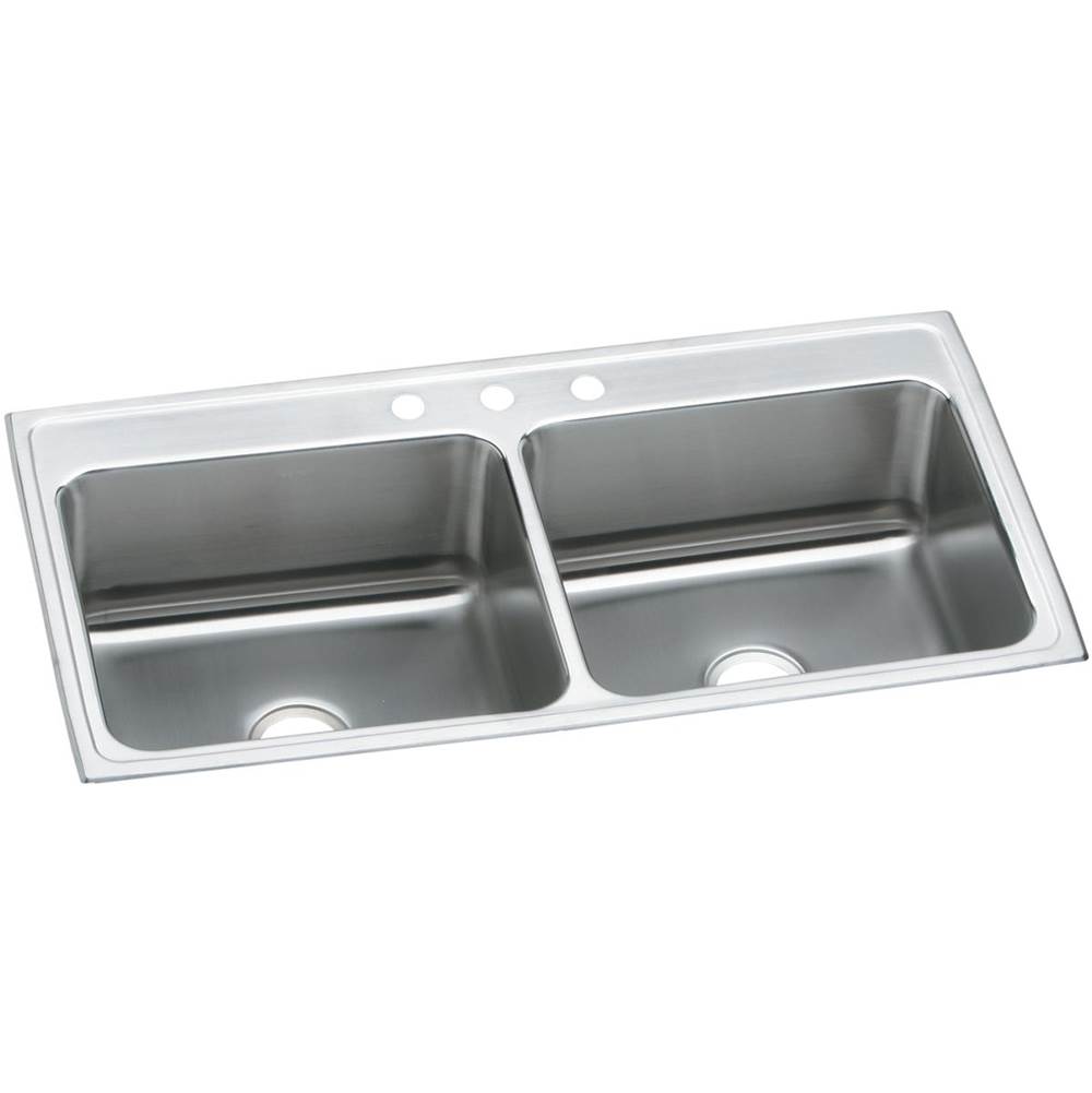 Elkay Lustertone Classic Stainless Steel 43'' x 22'' x 12-1/8'', Equal Double Bowl Drop-in Sink