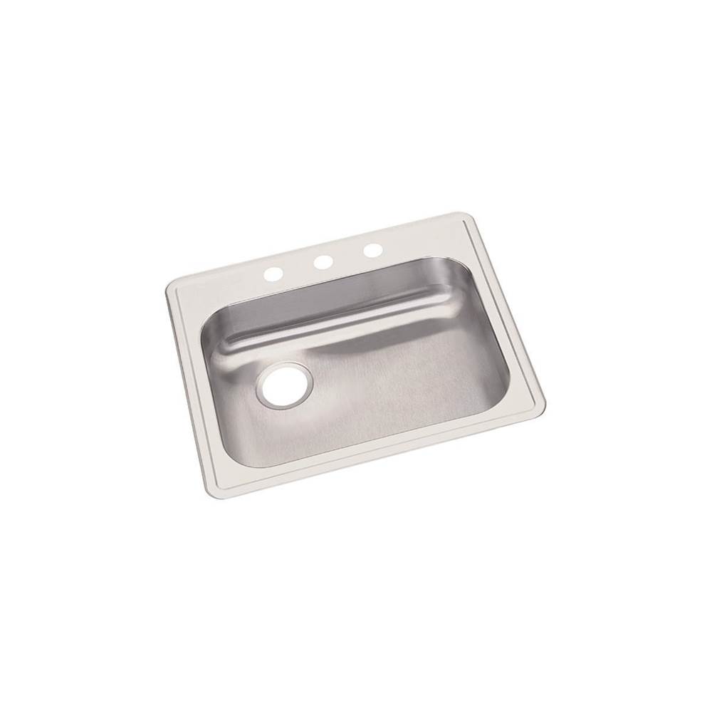 Elkay Dayton Stainless Steel 25'' x 22'' x 5-3/8'', 4-Hole Single Bowl Drop-in Sink with Left Drain