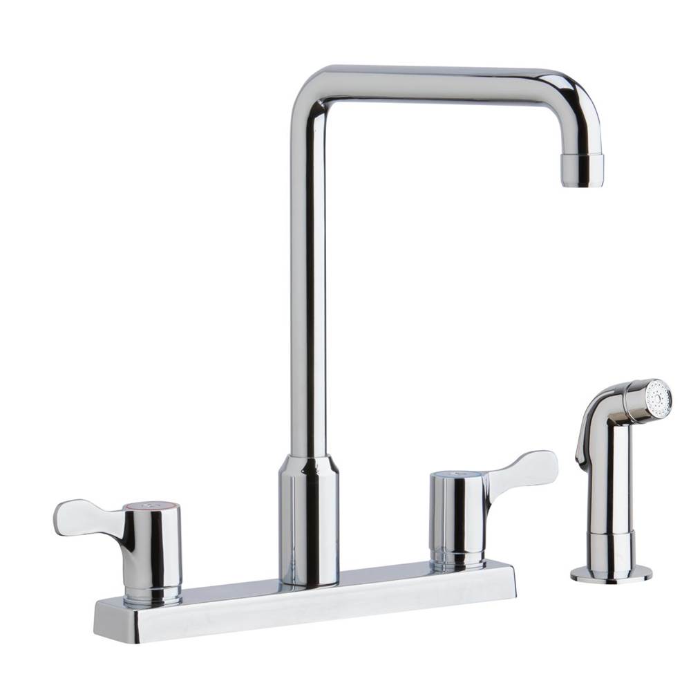Elkay 8'' Centerset Exposed Deck Mount Faucet with Arc Spout and 2-5/8'' Lever Handles with Side Spray Chrome