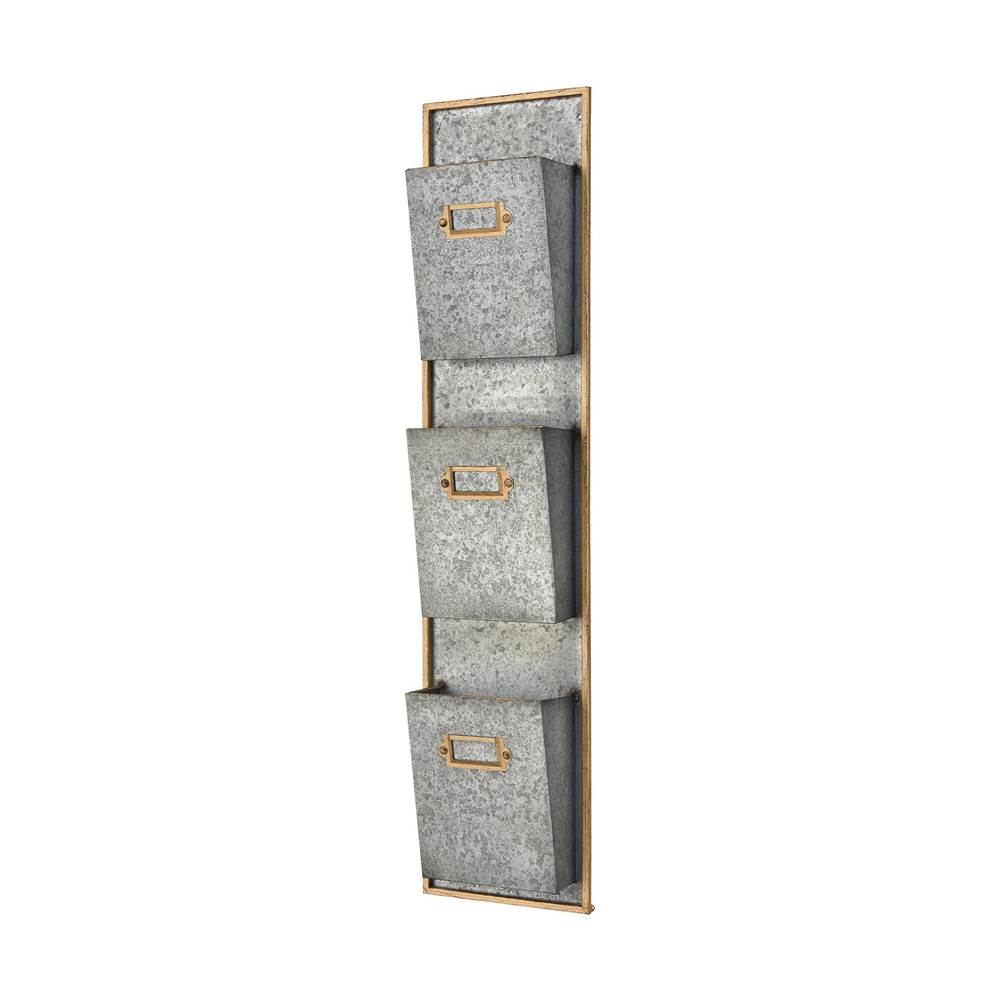 Elk Home Whitepark Bay Wall Organizer in Pewter and Gold