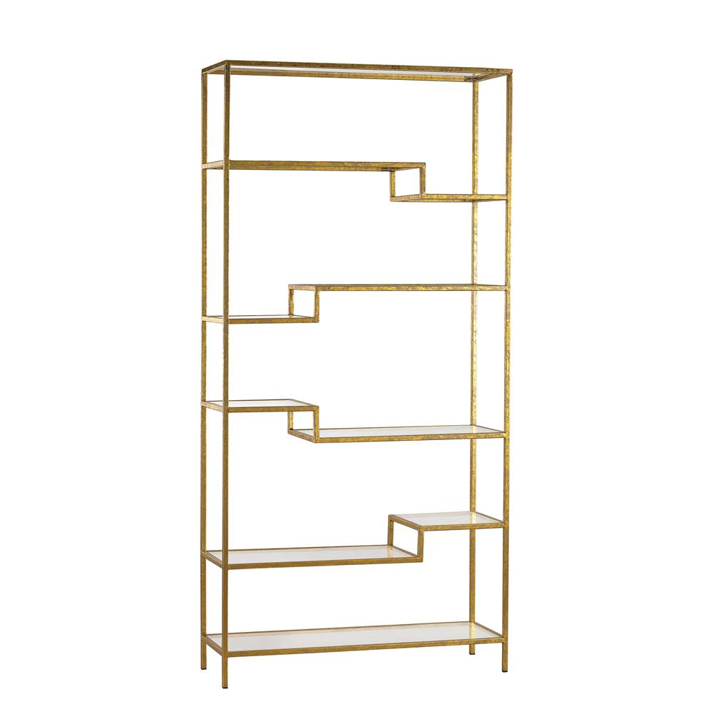 Elk Home Vanguard Shelving Unit in Gold With Gold/Clear Glass