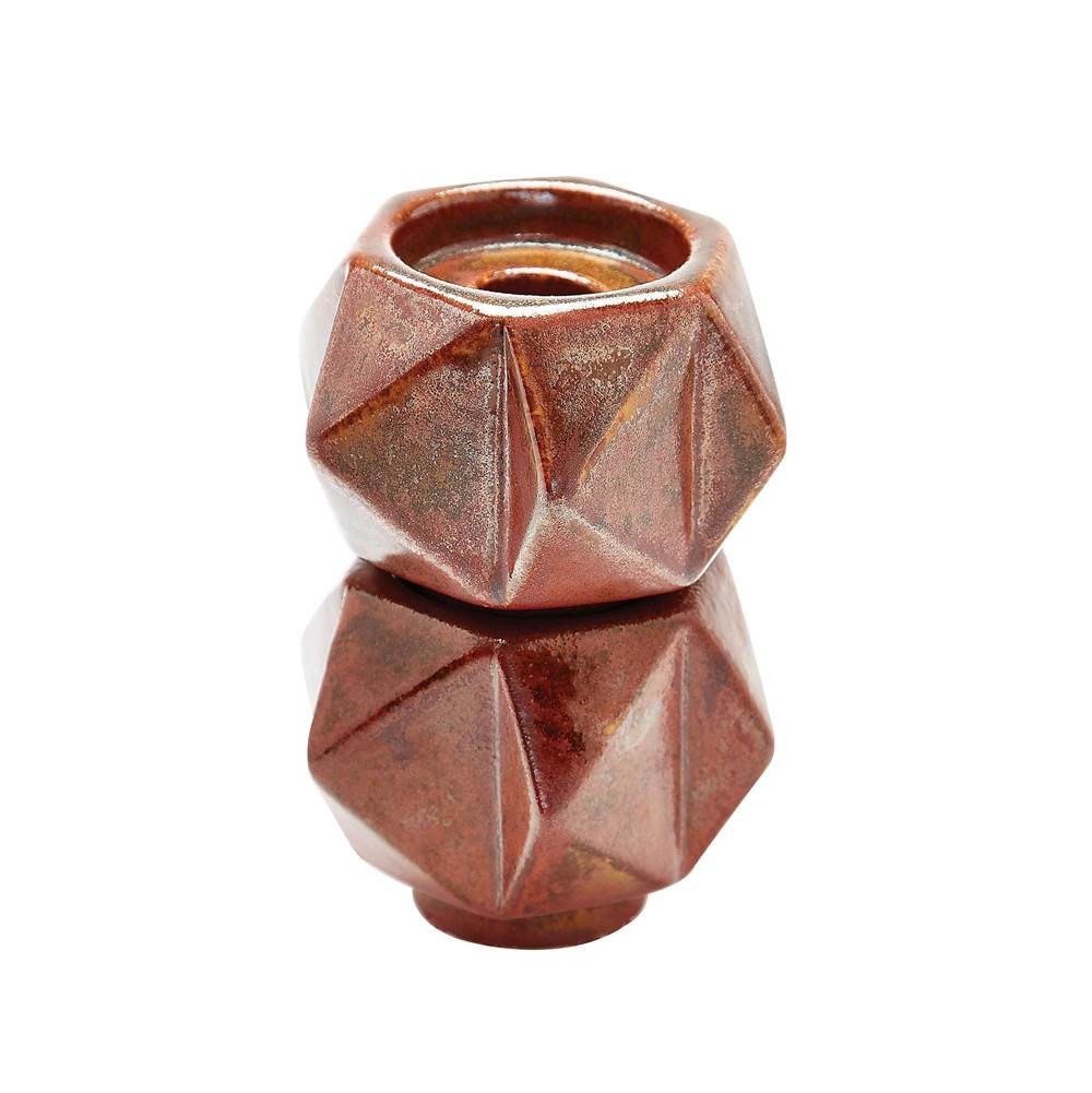 Elk Home Small Ceramic Star Candle Holders in Russet (Set of 2)