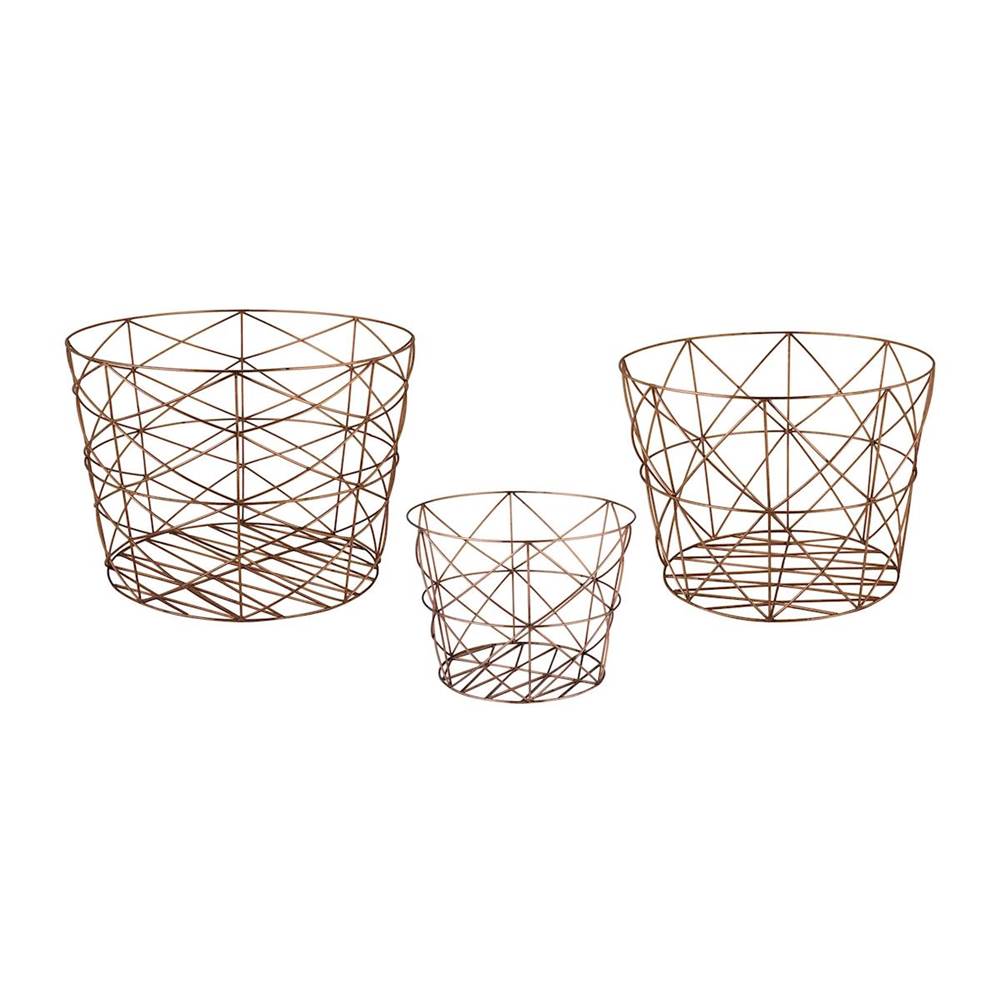 Elk Home Nested Geometric Copper Baskets (Set of 3)