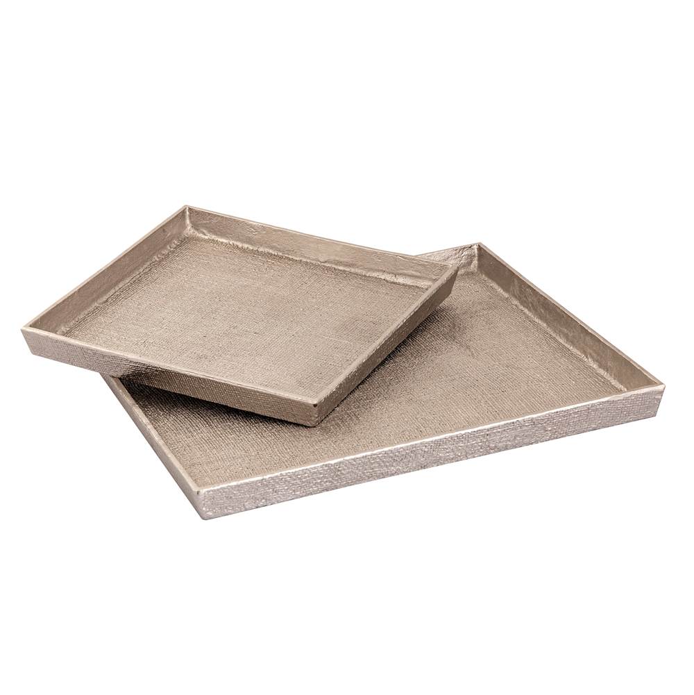 Elk Home Square Linen Texture Tray - Set of 2 Nickel
