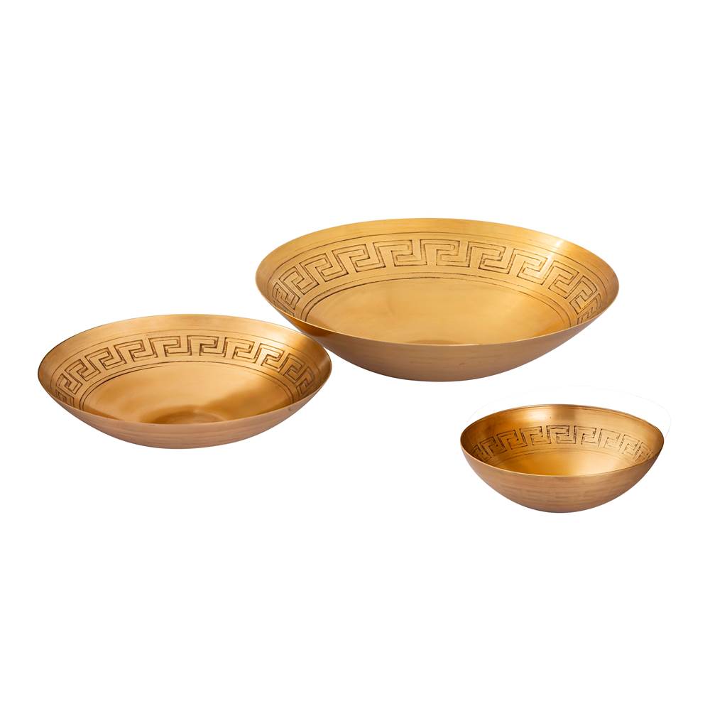 Elk Home Greek Key Bowls - Set of 3 Brass