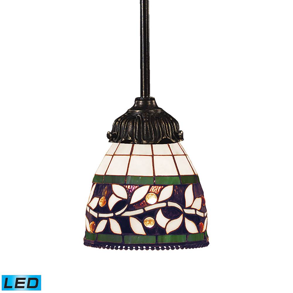 Elk Lighting Mix-N-Match 1-Light Mini Pendant in Tiffany Bronze with Tiffany Style Glass - Includes LED Bulb