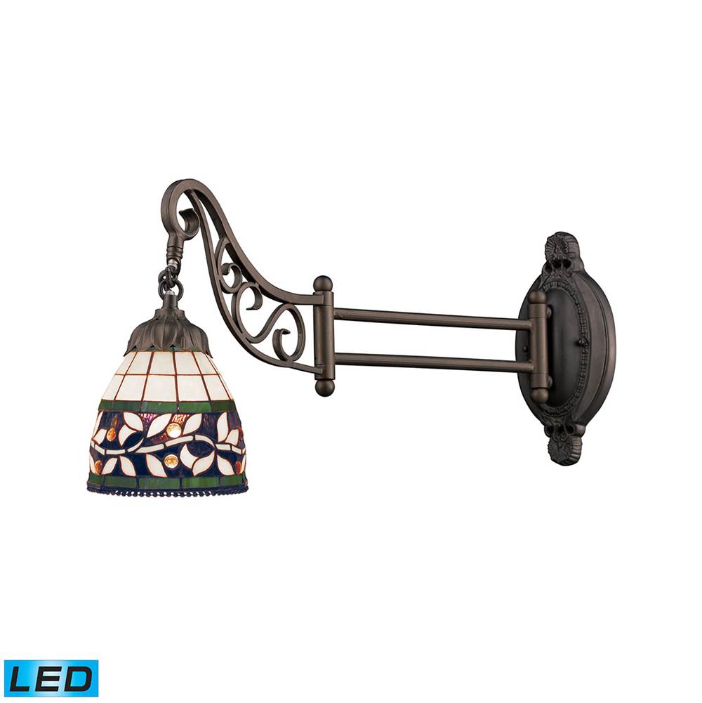 Elk Lighting Mix-N-Match 1-Light Swingarm Wall Lamp in Tiffany Bronze and Tiffany Style Glass - Includes LED Bulb