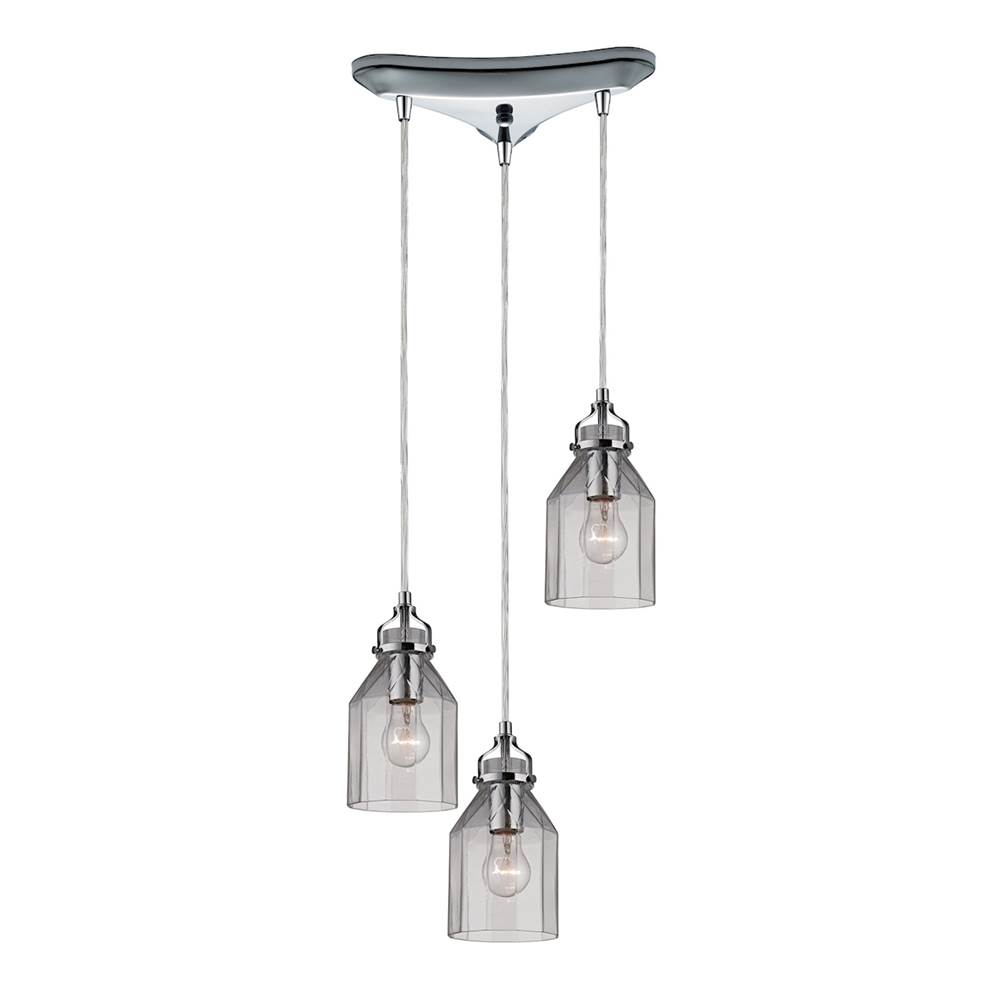 Elk Lighting Danica 10'' Wide 3-Light Pendant - Polished Chrome with Clear Glass