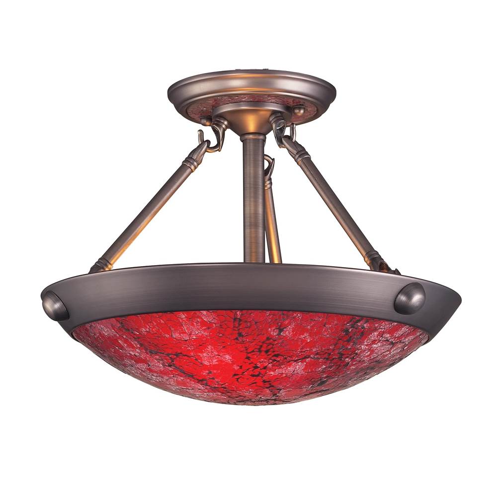 Elk Lighting Diamante Collection 2-Light Semi-Flush Mount in An Antique Pewter Finish With Ro