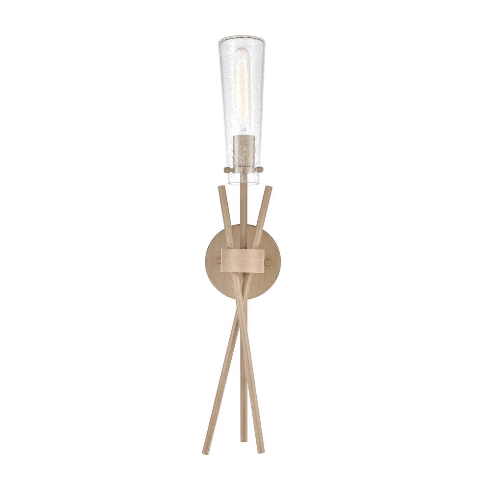 Elk Lighting Stix 1-Light Sconce in Light Wood With Seedy Glass