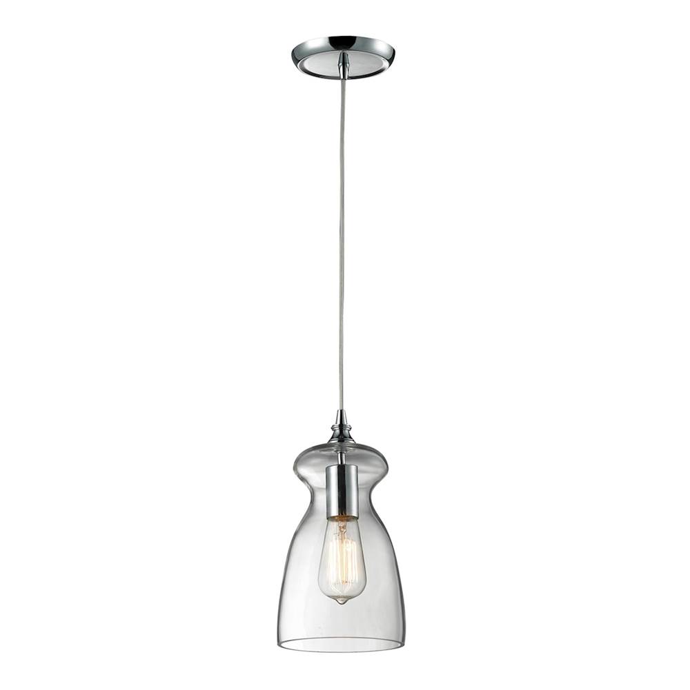 Elk Lighting Menlow Park 1-Light Mini Pendant in Polished Chrome With Smoked Glass