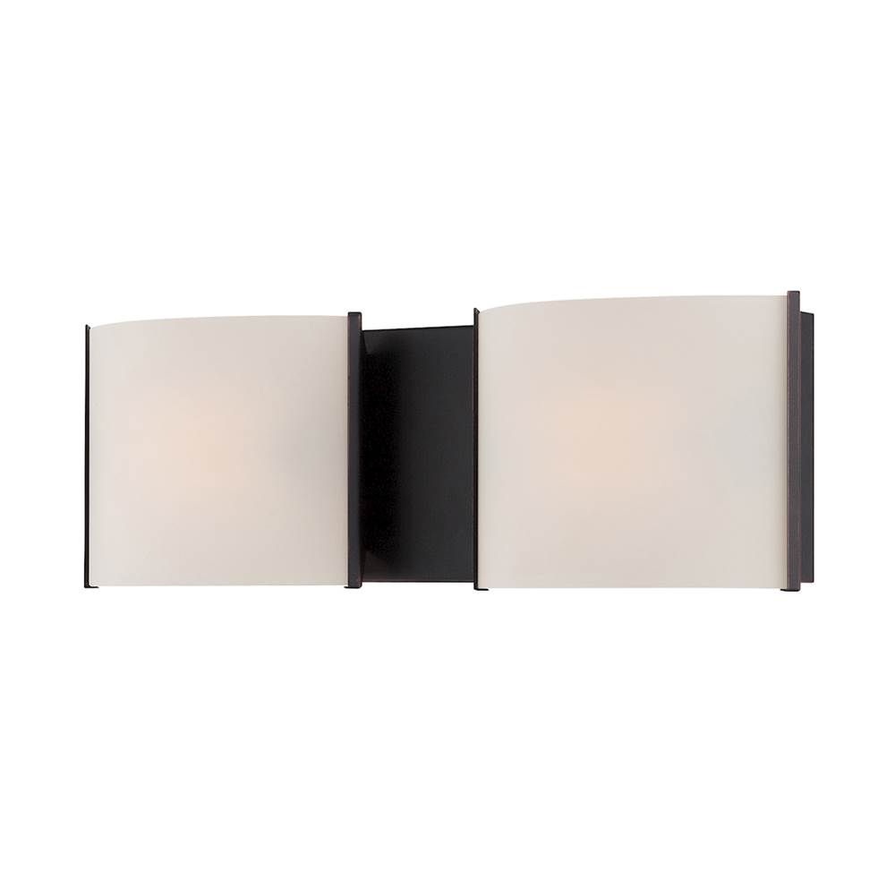 Elk Lighting Pandora 2-Light Vanity Sconce in Oil Rubbed Bronze With White Opal Glass