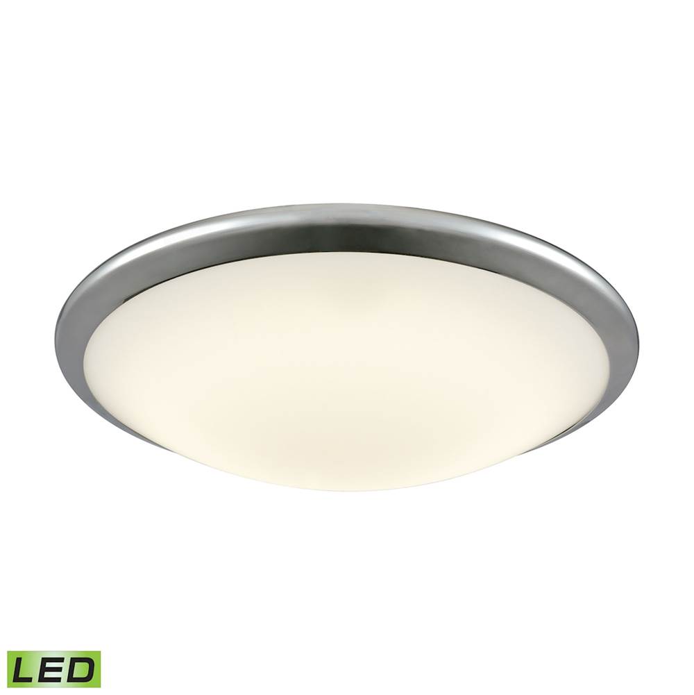Elk Lighting Clancy 1-Light Round Flush Mount in Chrome With Opal Glass - Integrated LED - Large