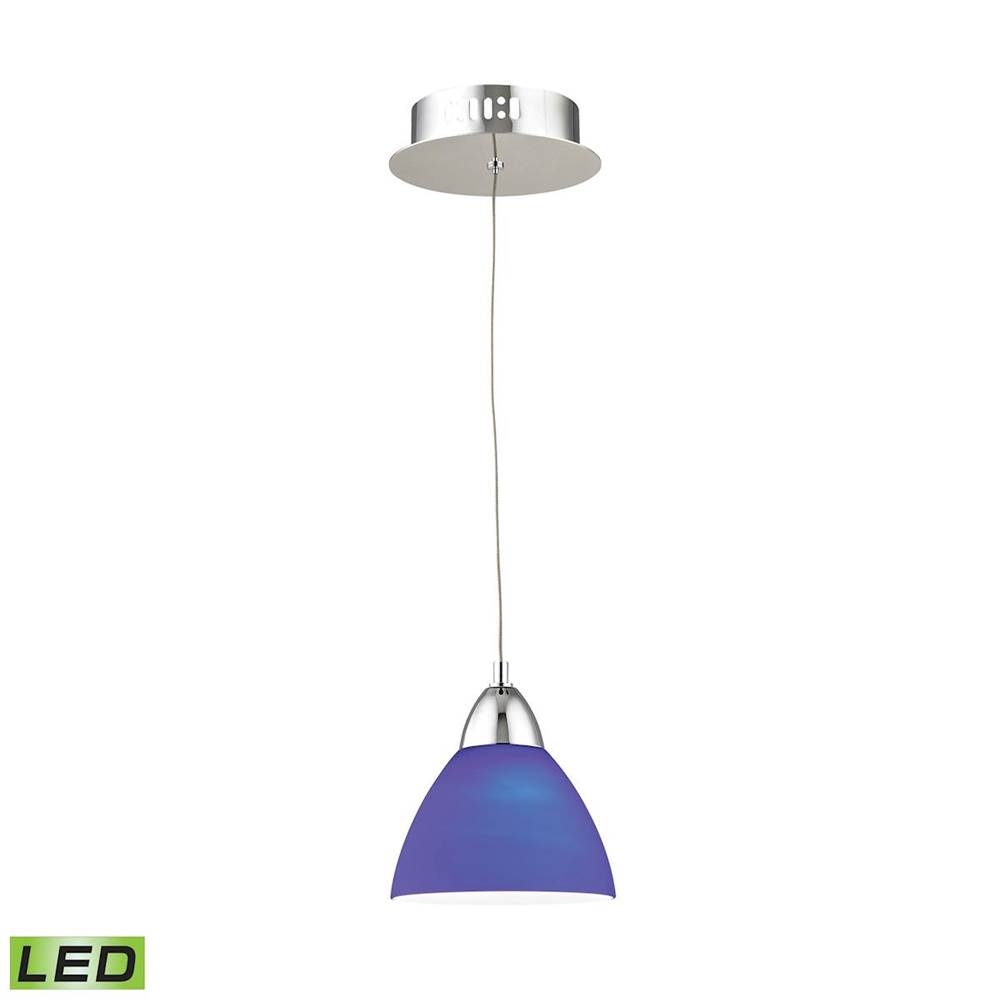 Elk Lighting Piatto Single LED Pendant Complete With Blue Glass Shade and Holder