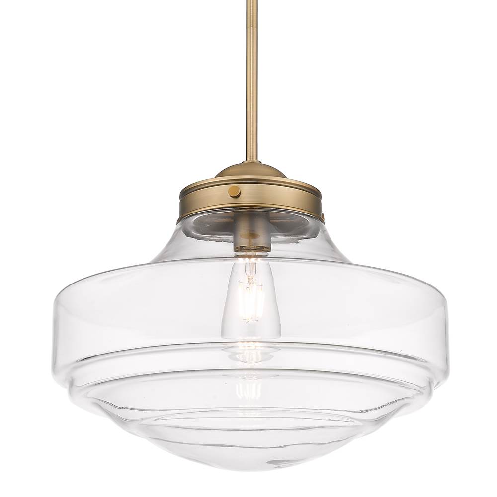 Golden Lighting Ingalls Large Pendant in Modern Brass and Clear Glass Shade