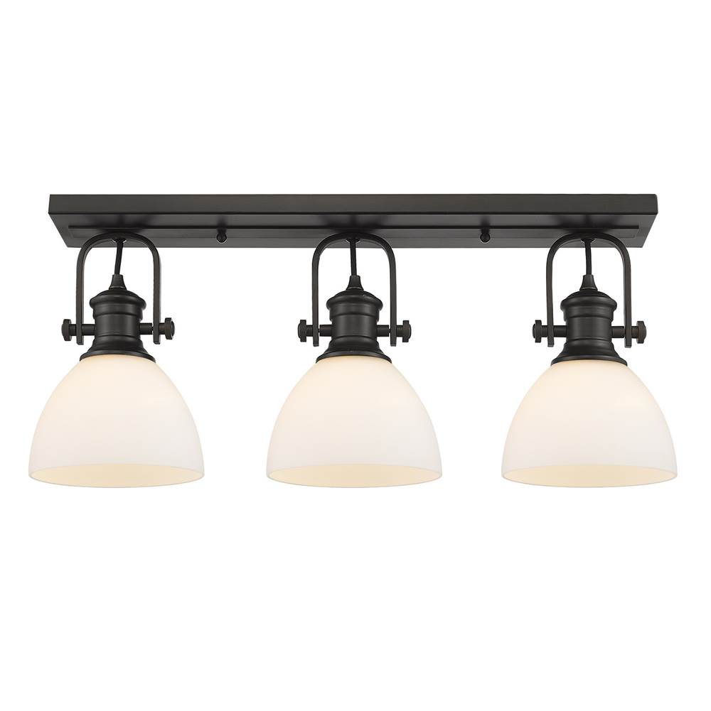 Golden Lighting Hines 3-Light Semi-Flush in Rubbed Bronze with Opal Glass