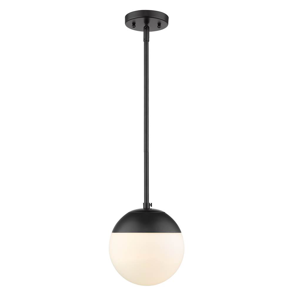 Golden Lighting Dixon Small Pendant in Matte Black with Opal Glass and Matte Black Cap
