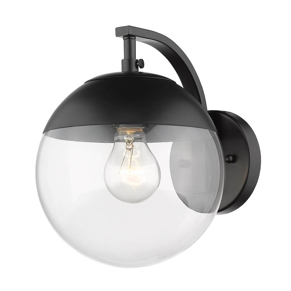 Golden Lighting Dixon Sconce in Matte Black with Clear Glass and Matte Black Cap