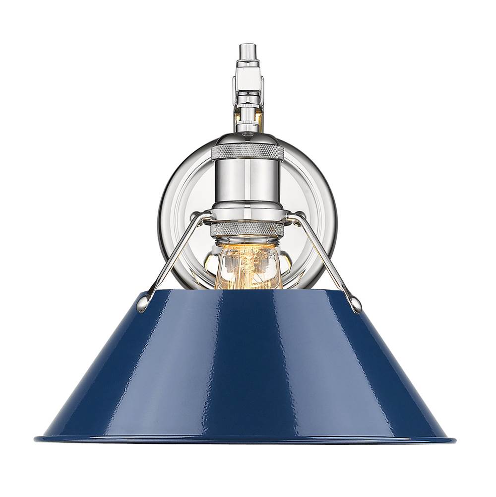 Golden Lighting Orwell CH 1 Light Wall Sconce in Chrome with Navy Blue Shade