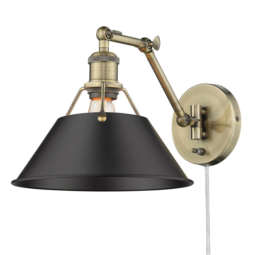 Golden Lighting Orwell AB Articulating 1 Light Wall Sconce with Matte Black Shade