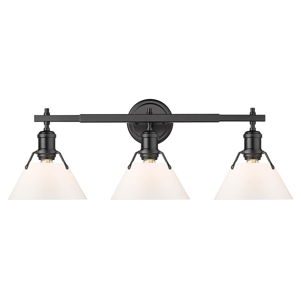 Golden Lighting Orwell AB 3 Light Bath Vanity in Matte Black with Opal Glass Shade