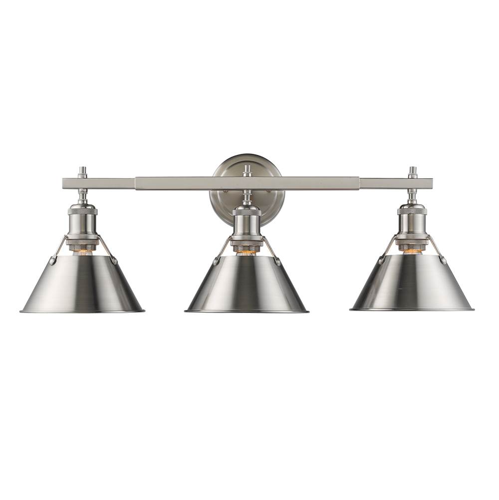 Golden Lighting Orwell PW 3 Light Bath Vanity in Pewter with Pewter Shade