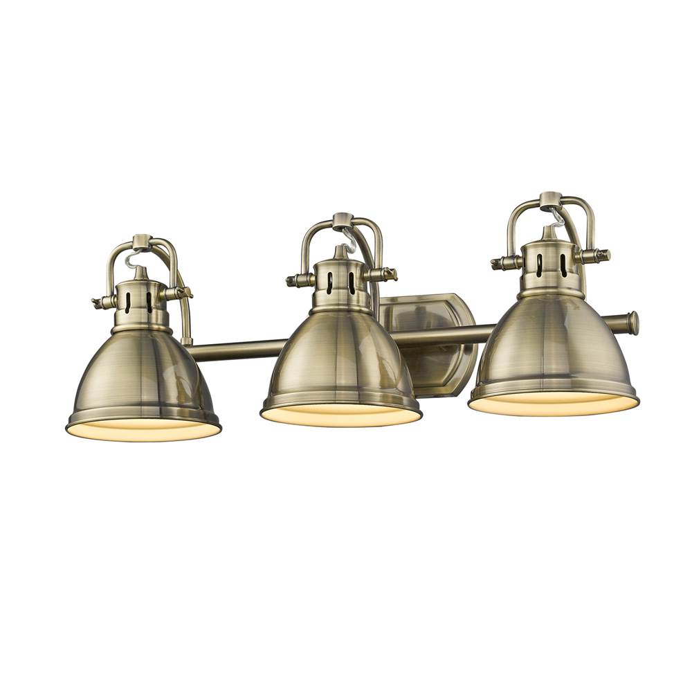 Golden Lighting Duncan 3 Light Bath Vanity in Aged Brass with an Aged Brass Shade