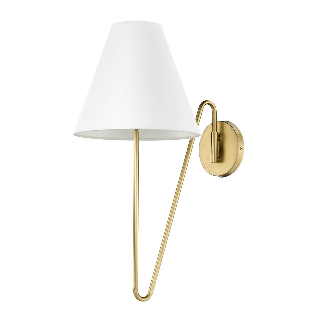 Golden Lighting Kennedy BCB 1 Light Articulating Wall Sconce in Brushed Champagne Bronze with Ivory Linen Shade