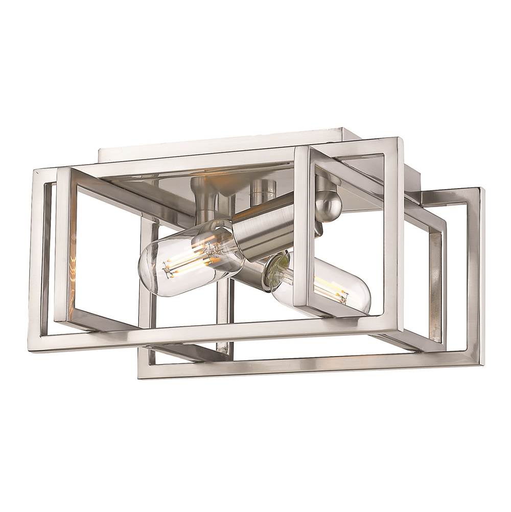 Golden Lighting Tribeca Flush Mount in Pewter with Pewter Accents