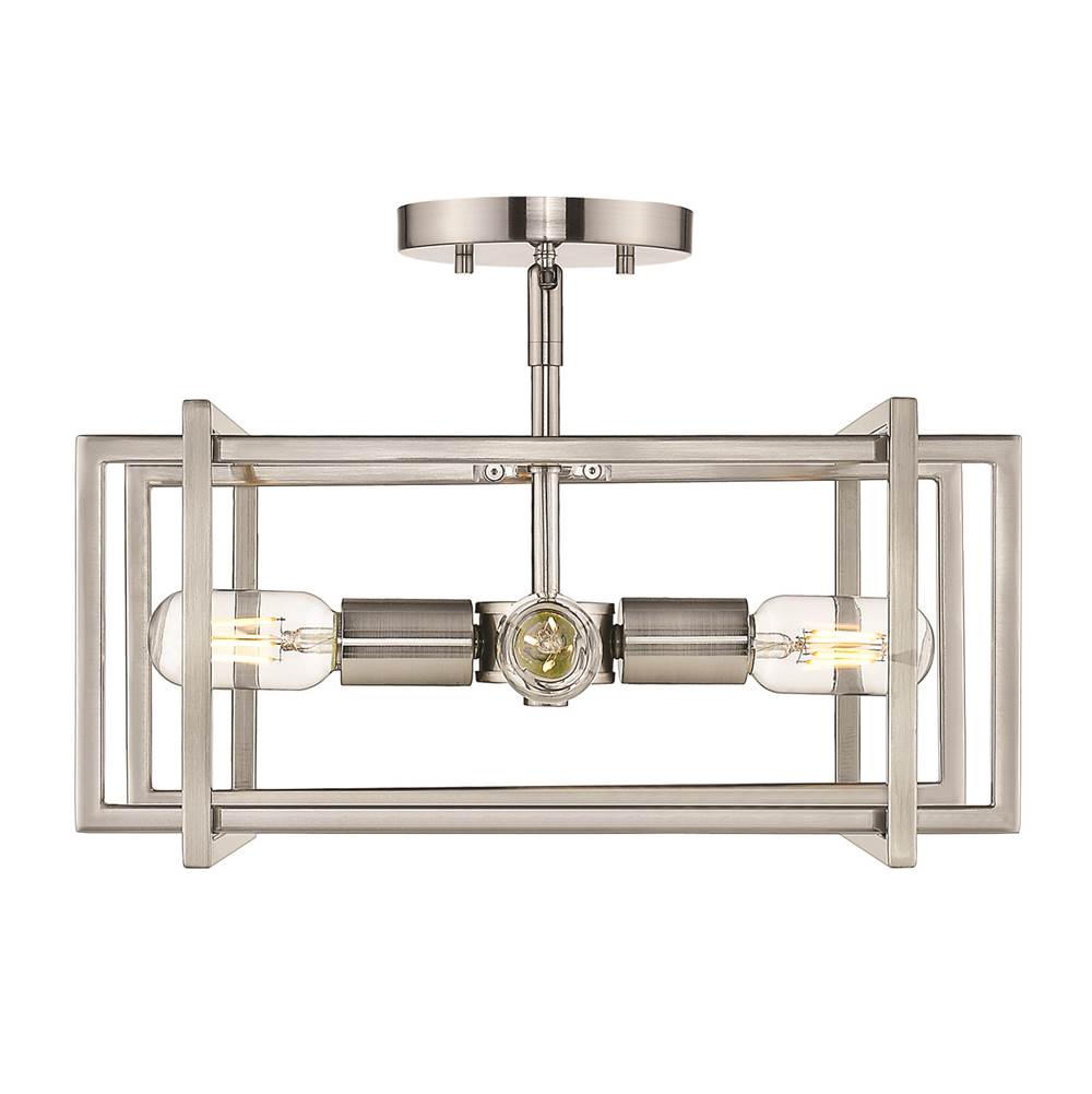 Golden Lighting Tribeca Semi-flush in Pewter with Pewter Accents