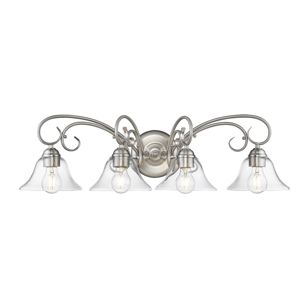 Golden Lighting Homestead 4 Light Bath Vanity in Pewter with Clear Glass