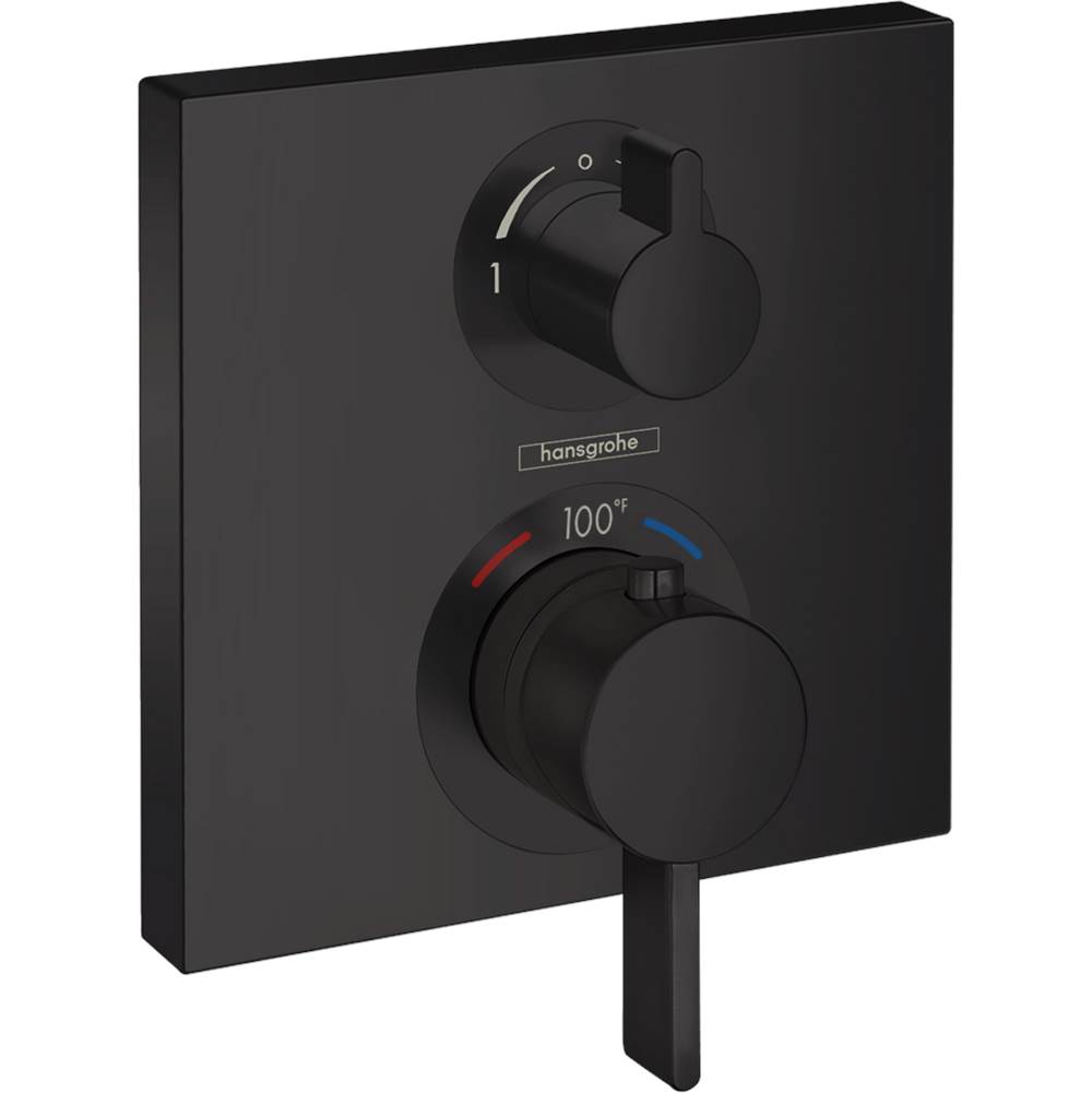 Hansgrohe Ecostat Square Thermostatic Trim with Volume Control and Diverter in Matte Black