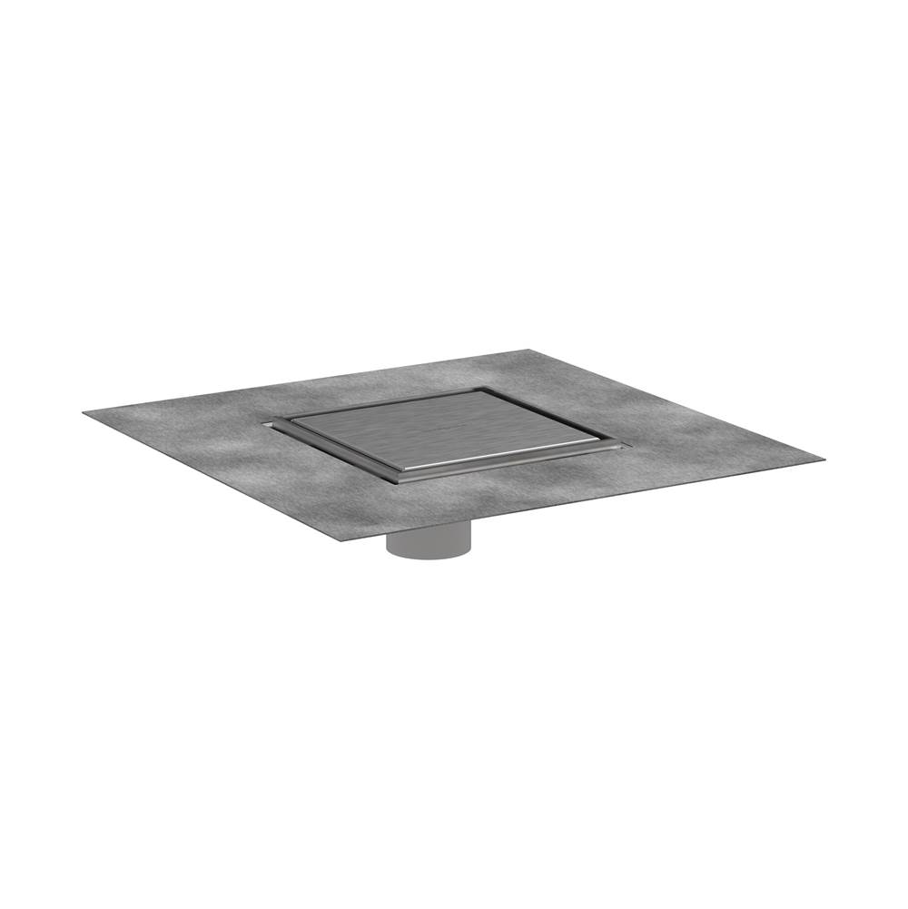 Hansgrohe RainDrain Brilliance Point Drain Set 6''x 6'' Trim Tileable Rear Cover and Rough in Brushed Stainless Steel