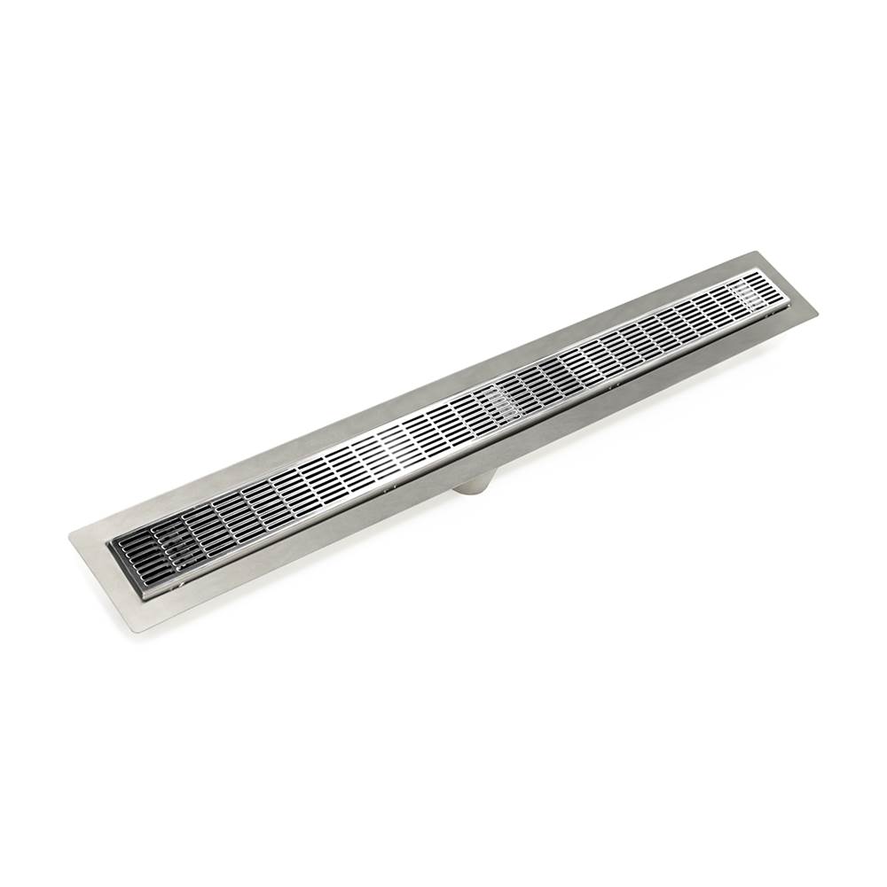 Infinity Drain 48'' FF Series Complete Kit with 2 1/2'' Perforated Slotted Grate in Polished Stainless