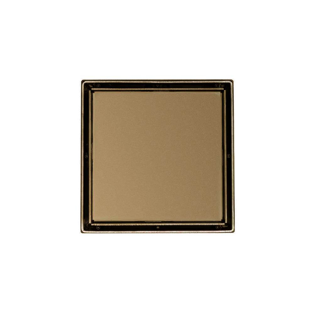 Infinity Drain 5'' x 5'' LTD 5 Tile Insert Complete Kit in Satin Bronze with Cast Iron Drain Body, 2'' Outlet