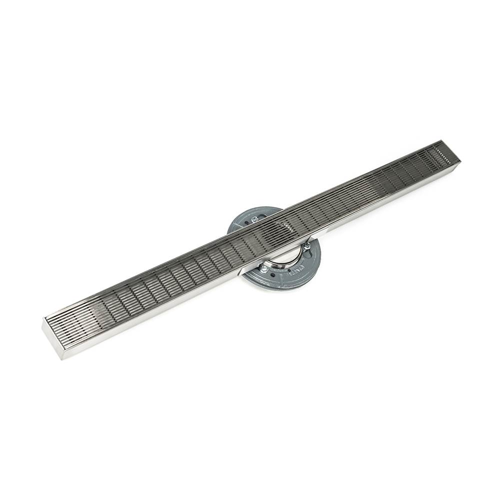 Infinity Drain 60'' S-Stainless Steel Series High Flow Complete Kit with 2 1/2'' Wedge Wire Grate in Satin Stainless with ABS Drain Body, 3'' Outlet