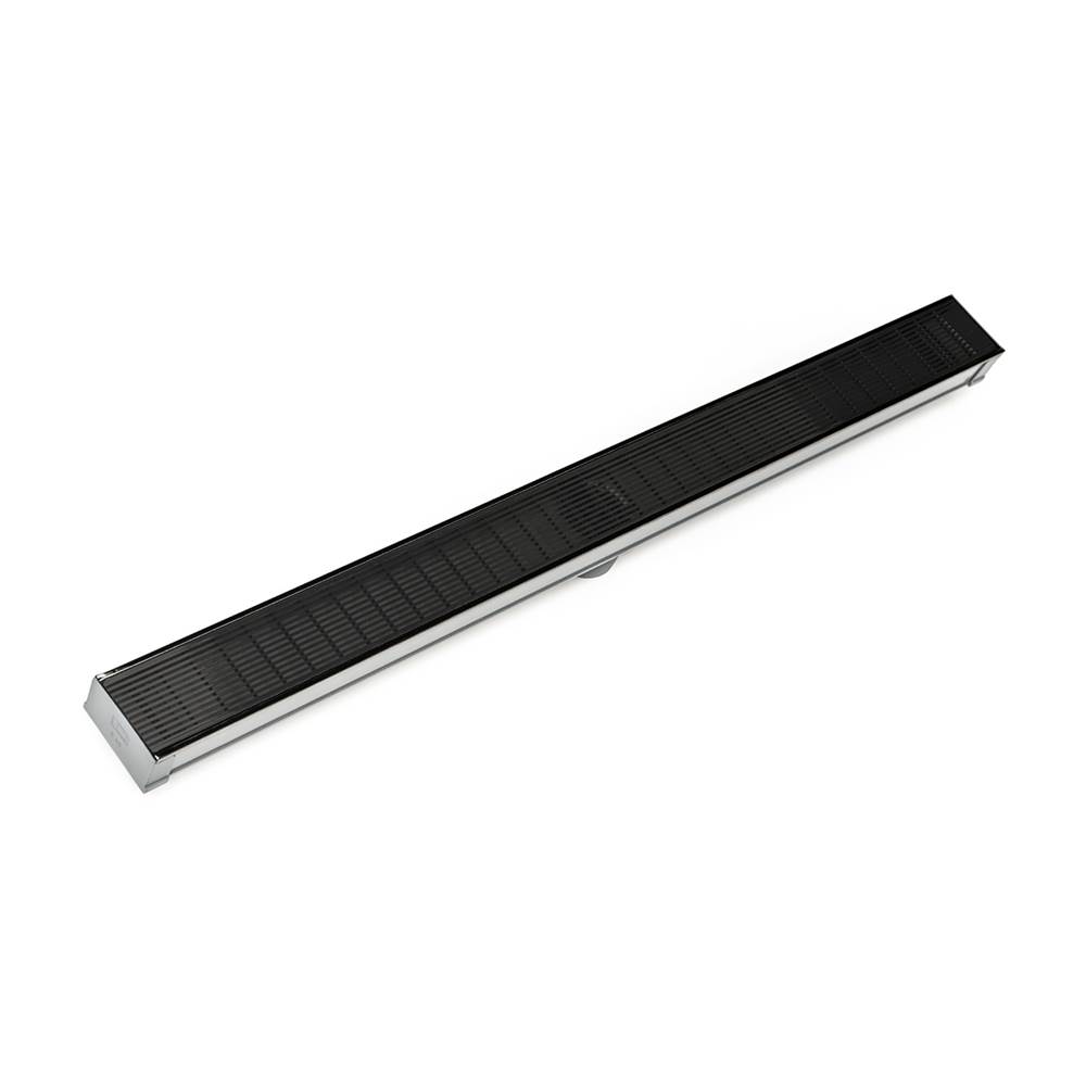Infinity Drain 60'' S-PVC Series Low Profile Complete Kit with 2 1/2'' Wedge Wire Grate in Matte Black