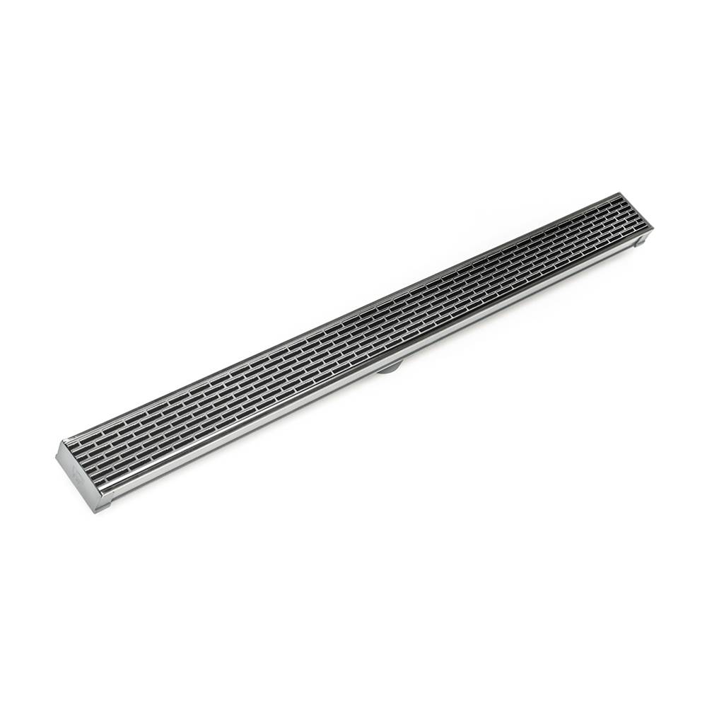 Infinity Drain 72'' S-PVC Series Low Profile Complete Kit with 2 1/2'' Perforated Offset Slot Grate in Satin Stainless