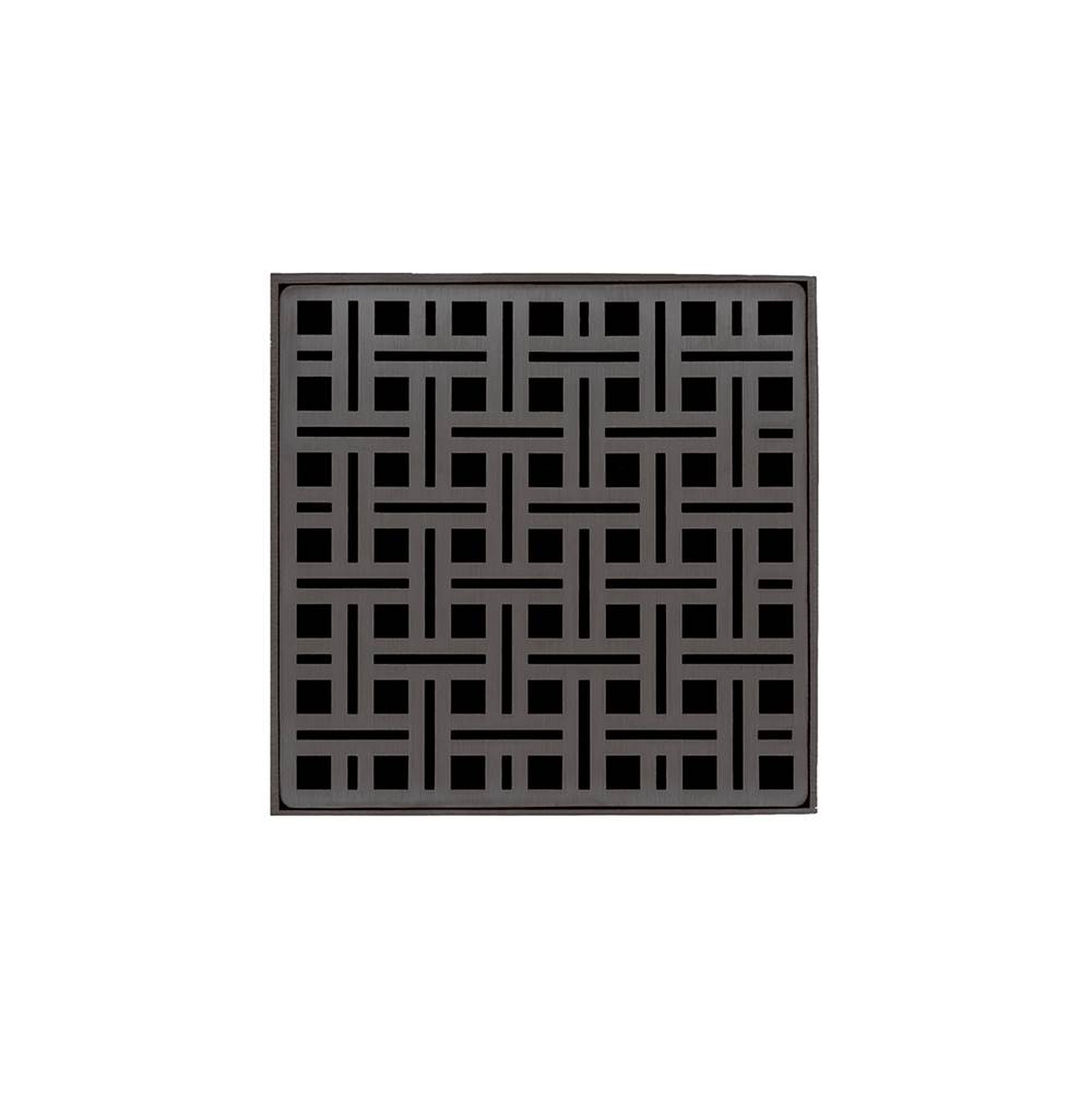 Infinity Drain 5'' x 5'' VD 5 Complete Kit with Weave Pattern Decorative Plate in Oil Rubbed Bronze with ABS Drain Body, 2'' Outlet