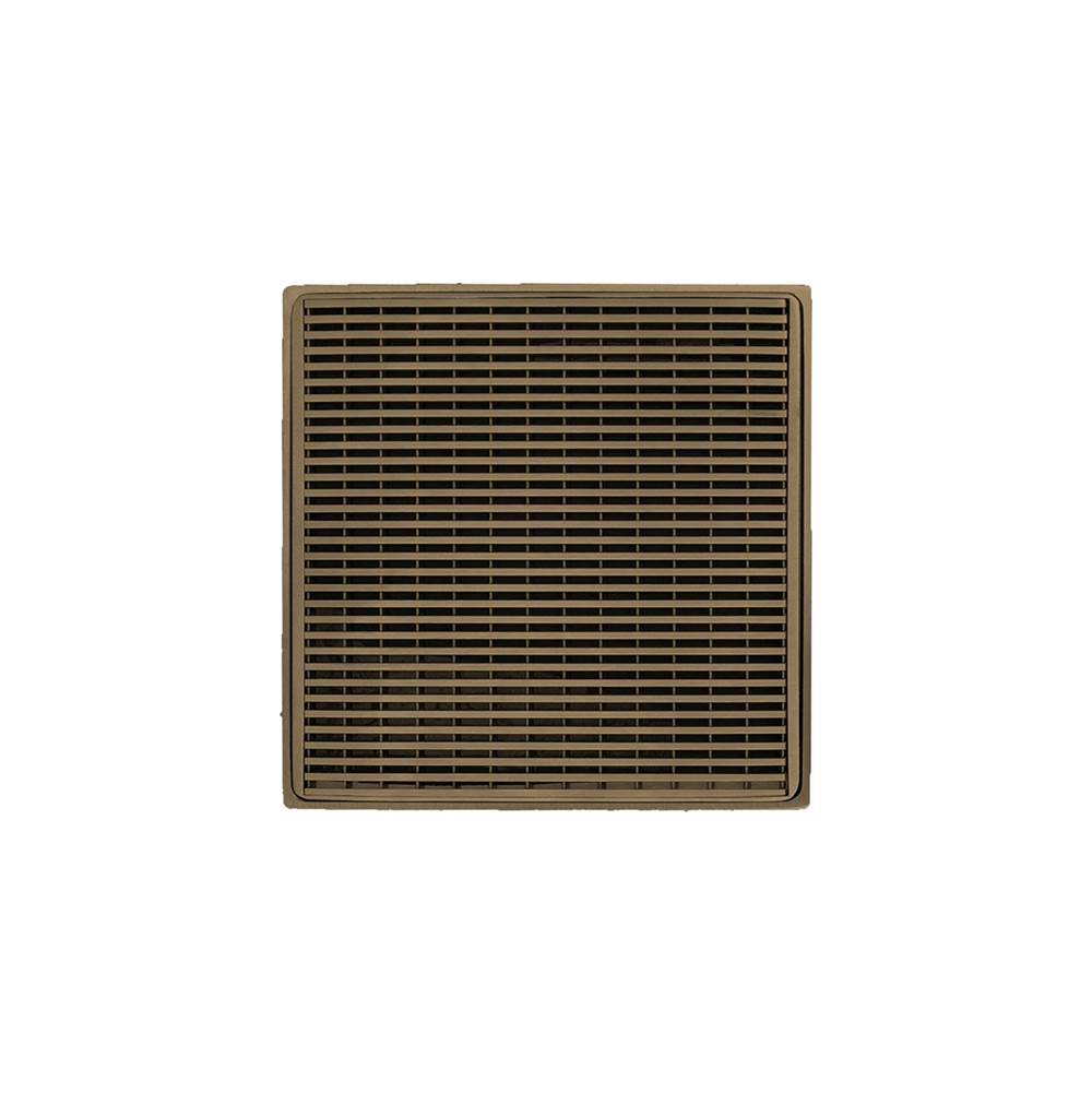 Infinity Drain 4'' x 4'' WD 4 Complete Kit with Wedge Wire Pattern Decorative Plate in Satin Bronze with PVC Drain Body, 2'' Outlet