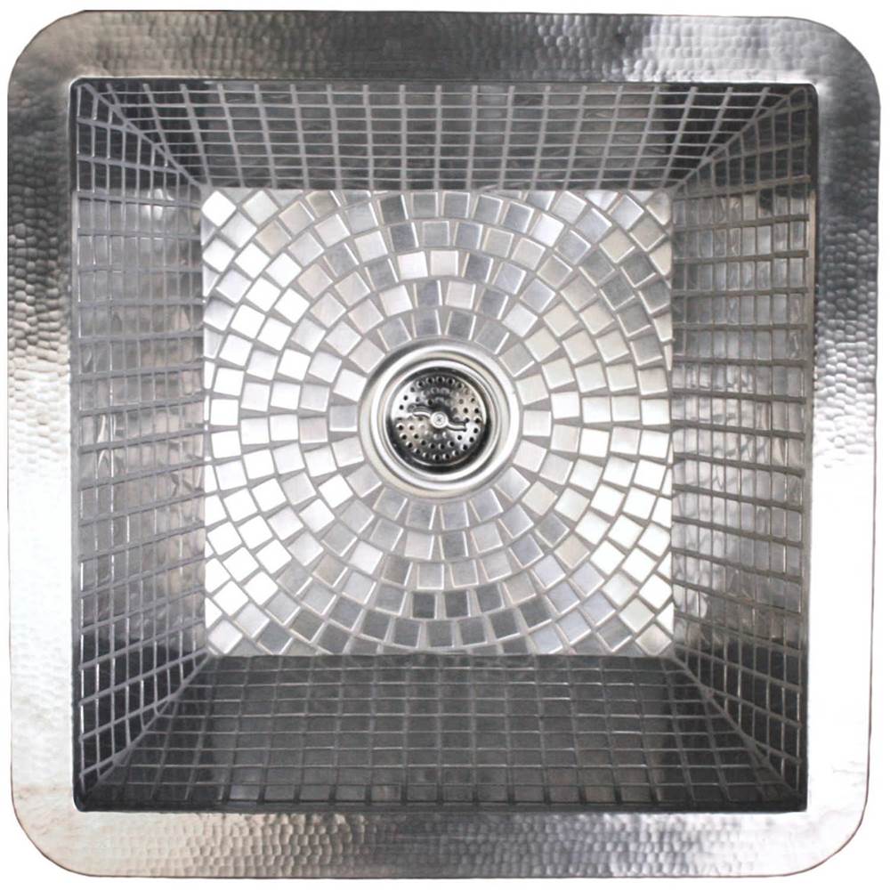 Linkasink Hammered Stainless Steel - Drop-In Small Square w/ Stainless Steel Mosaic Interior