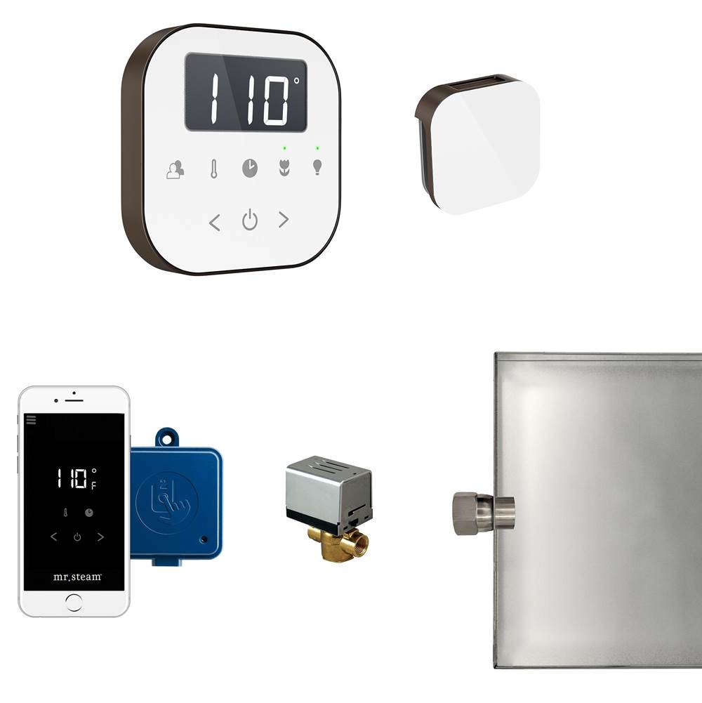 Mr. Steam AirButler Steam Shower Control Package with AirTempo Control and Aroma Glass SteamHead in White Oil Rubbed Bronze