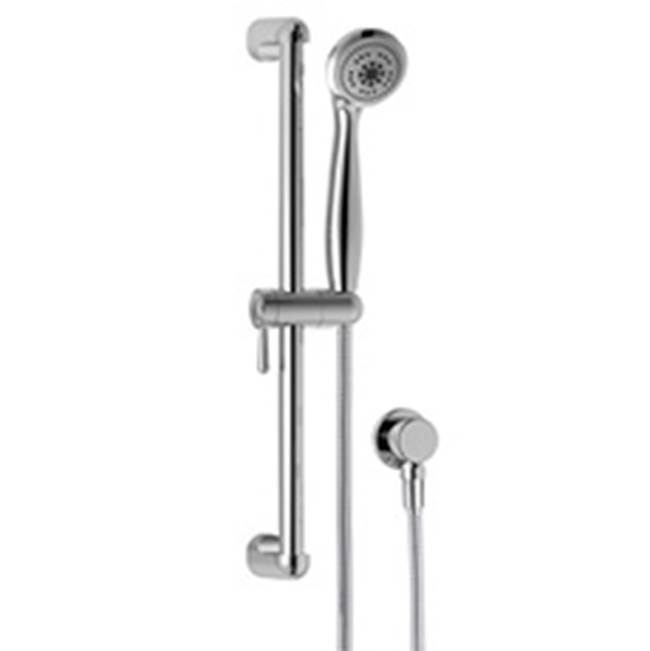 OmniPro Cp Handshower, 5 Setting Easy Clean Showerhead,24'' Metal Slide Bar, 72''  Ss Flex Hose,Brass Elbow And Check  Valve