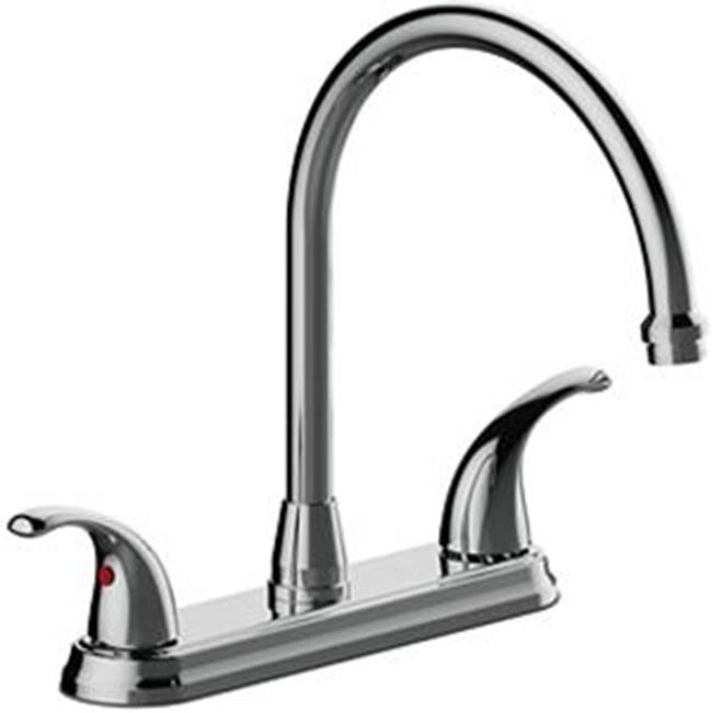 OmniPro Two Handle High Arc Kitchen Faucet, Wrist Blade Handles, Three Hole Mount, Quick Mount Installation, Washerless, 1.5 Gpm, Chrome