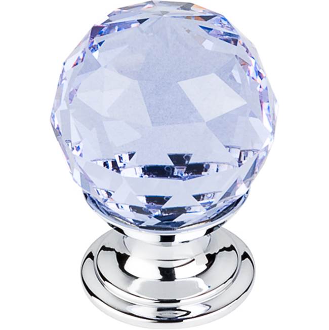 Top Knobs Light Blue Crystal Knob 1 1/8 Inch Polished Chrome Base