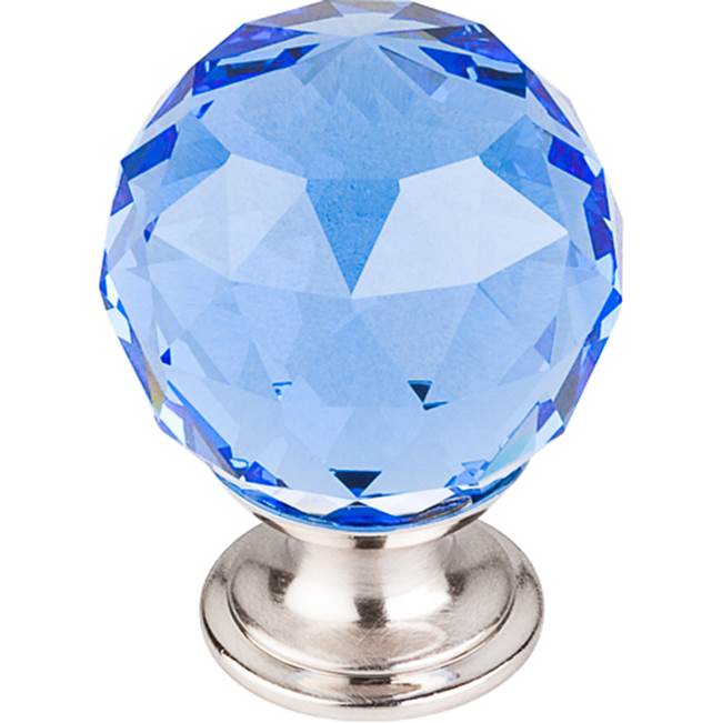 Top Knobs Blue Crystal Knob 1 3/8 Inch Brushed Satin Nickel Base