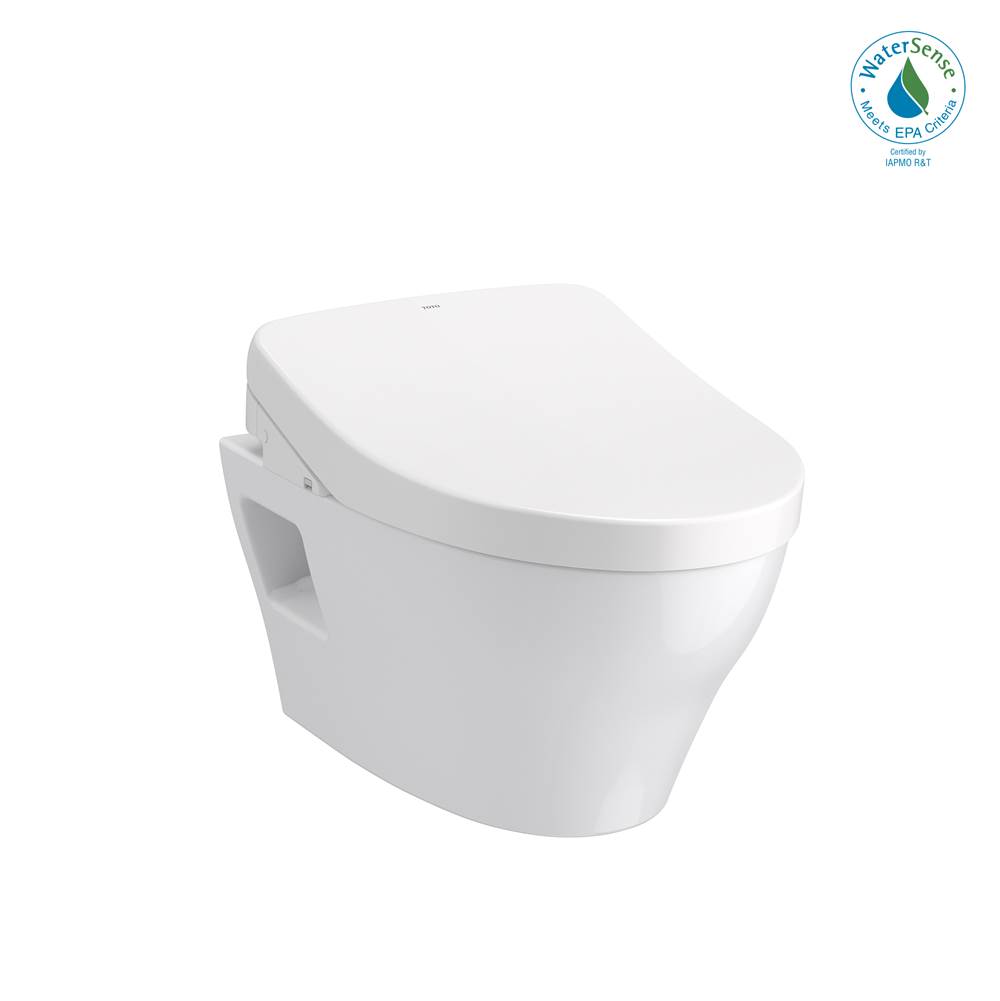 TOTO Toto® Washlet®+ Ep Wall-Hung Elongated Toilet With S550E Bidet Seat And Duofit® In-Wall 0.9 And 1.28 Gpf Auto Dual-Flush Tank System, Matte Silver
